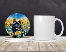Load image into Gallery viewer, Chow Chow in Sunflowers Large Sandstone Coasters Pack of 4