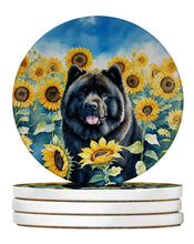 Load image into Gallery viewer, Chow Chow in Sunflowers Large Sandstone Coasters Pack of 4