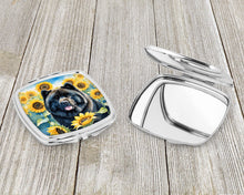 Load image into Gallery viewer, Chow Chow in Sunflowers Compact Mirror – Stylish Purse Mirror with Artistic Covers