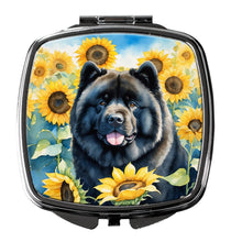 Load image into Gallery viewer, Chow Chow in Sunflowers Compact Mirror – Stylish Purse Mirror with Artistic Covers