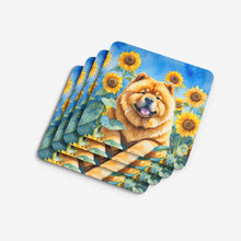 Load image into Gallery viewer, Chow Chow in Sunflowers Coasters - Set of 4 Lightweight Foam, Absorbent Drink Coasters