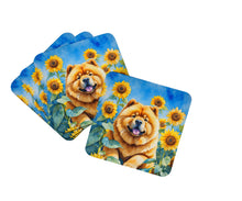 Load image into Gallery viewer, Chow Chow in Sunflowers Coasters - Set of 4 Lightweight Foam, Absorbent Drink Coasters
