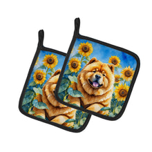 Load image into Gallery viewer, Chow Chow in Sunflowers Pot Holders - Set of 2 Decorative Kitchen Helpers | Made in the USA