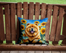 Load image into Gallery viewer, Chow Chow in Sunflowers Throw Pillow - 14x14 Decorative Pillow – Art for Your Home &amp; Patio