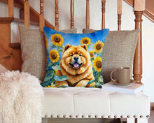 Load image into Gallery viewer, Chow Chow in Sunflowers Throw Pillow - 14x14 Decorative Pillow – Art for Your Home &amp; Patio