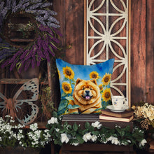 Load image into Gallery viewer, Chow Chow in Sunflowers Throw Pillow - 14x14 Decorative Pillow – Art for Your Home &amp; Patio