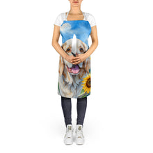 Load image into Gallery viewer, Clumber Spaniel in Sunflowers Apron – Artist-Designed Kitchen, BBQ &amp; Craft Apron