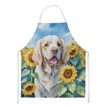 Load image into Gallery viewer, Clumber Spaniel in Sunflowers Apron – Artist-Designed Kitchen, BBQ &amp; Craft Apron