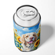 Load image into Gallery viewer, Clumber Spaniel in Sunflowers Can or Bottle Hugger