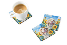 Load image into Gallery viewer, Clumber Spaniel in Sunflowers Coasters - Set of 4 Lightweight Foam, Absorbent Drink Coasters