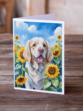 Load image into Gallery viewer, Clumber Spaniel in Sunflowers Greeting Cards - Blank Note Cards – 8-Pack of Artist-Designed Cards with Envelopes