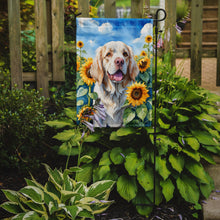 Load image into Gallery viewer, Clumber Spaniel in Sunflowers Garden Flag – Bright Dog-Themed Yard Decor