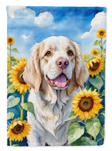 Load image into Gallery viewer, Clumber Spaniel in Sunflowers Garden Flag – Bright Dog-Themed Yard Decor