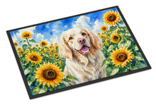 Load image into Gallery viewer, Clumber Spaniel in Sunflowers Doormat Front Door Mat Indoor Outdoor Rugs for Entryway, Non Slip Washable Low Pile, 18H X 27W