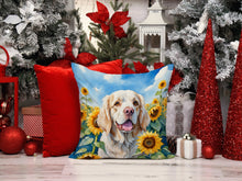 Load image into Gallery viewer, Clumber Spaniel in Sunflowers Throw Pillow - 14x14 Decorative Pillow – Art for Your Home &amp; Patio
