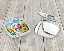 Load image into Gallery viewer, Clumber Spaniel in Sunflowers Compact Mirror – Stylish Purse Mirror with Artistic Covers