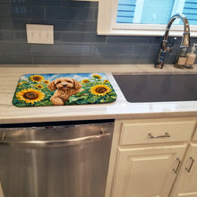 Load image into Gallery viewer, Cockapoo in Sunflowers Dish Drying Mat Absorbent Dish Drying Mat Pad for Kitchen Counter Dish Drainer Mat for Countertop, 14 x 21", Multicolor