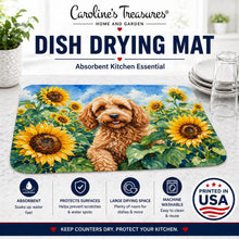 Load image into Gallery viewer, Cockapoo in Sunflowers Dish Drying Mat Absorbent Dish Drying Mat Pad for Kitchen Counter Dish Drainer Mat for Countertop, 14 x 21", Multicolor