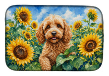 Load image into Gallery viewer, Cockapoo in Sunflowers Dish Drying Mat Absorbent Dish Drying Mat Pad for Kitchen Counter Dish Drainer Mat for Countertop, 14 x 21", Multicolor