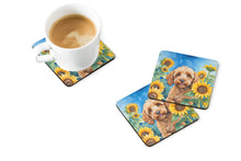 Load image into Gallery viewer, Cockapoo in Sunflowers Coasters - Set of 4 Lightweight Foam, Absorbent Drink Coasters