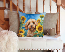 Load image into Gallery viewer, Cockapoo in Sunflowers Throw Pillow - 14x14 Decorative Pillow – Art for Your Home &amp; Patio