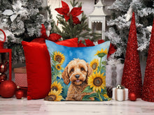 Load image into Gallery viewer, Cockapoo in Sunflowers Throw Pillow - 14x14 Decorative Pillow – Art for Your Home &amp; Patio