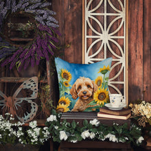 Load image into Gallery viewer, Cockapoo in Sunflowers Throw Pillow