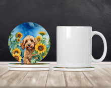Load image into Gallery viewer, Cockapoo in Sunflowers Large Sandstone Coasters Pack of 4