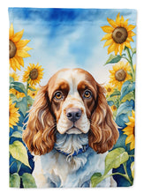 Load image into Gallery viewer, Cocker Spaniel in Sunflowers House Flag