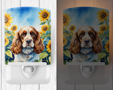 Load image into Gallery viewer, Cocker Spaniel in Sunflowers Ceramic Night Light