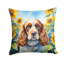 Load image into Gallery viewer, Cocker Spaniel in Sunflowers Throw Pillow - 14x14 Decorative Pillow – Art for Your Home &amp; Patio