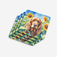 Load image into Gallery viewer, Cocker Spaniel in Sunflowers Coasters - Set of 4 Lightweight Foam, Absorbent Drink Coasters