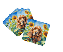Load image into Gallery viewer, Cocker Spaniel in Sunflowers Coasters - Set of 4 Lightweight Foam, Absorbent Drink Coasters