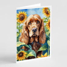 Load image into Gallery viewer, Cocker Spaniel in Sunflowers Greeting Cards - Blank Note Cards – 8-Pack of Artist-Designed Cards with Envelopes
