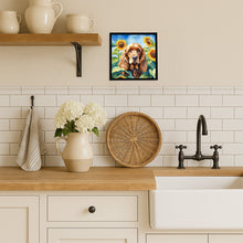Load image into Gallery viewer, Cocker Spaniel in Sunflowers Framed Metal Print