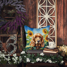 Load image into Gallery viewer, Cocker Spaniel in Sunflowers Throw Pillow - 14x14 Decorative Pillow – Art for Your Home &amp; Patio