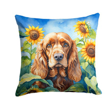 Load image into Gallery viewer, Cocker Spaniel in Sunflowers Throw Pillow - 14x14 Decorative Pillow – Art for Your Home &amp; Patio