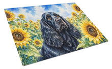Load image into Gallery viewer, Cocker Spaniel in Sunflowers Cutting Board Tempered Glass Kitchen Cutting Surface, Heat Resistant Chopping Board with Non-Slip Feet, Decorative Food Prep &amp; Serving