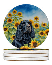 Load image into Gallery viewer, Cocker Spaniel in Sunflowers Large Sandstone Coasters Pack of 4