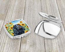 Load image into Gallery viewer, Cocker Spaniel in Sunflowers Compact Mirror – Stylish Purse Mirror with Artistic Covers