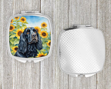 Load image into Gallery viewer, Cocker Spaniel in Sunflowers Compact Mirror – Stylish Purse Mirror with Artistic Covers