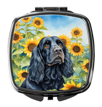 Load image into Gallery viewer, Cocker Spaniel in Sunflowers Compact Mirror – Stylish Purse Mirror with Artistic Covers