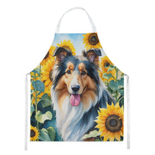 Load image into Gallery viewer, Collie in Sunflowers Apron – Artist-Designed Kitchen, BBQ &amp; Craft Apron