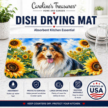 Load image into Gallery viewer, Collie in Sunflowers Dish Drying Mat Absorbent Dish Drying Mat Pad for Kitchen Counter Dish Drainer Mat for Countertop, 14 x 21", Multicolor