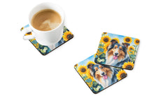 Load image into Gallery viewer, Collie in Sunflowers Coasters - Set of 4 Lightweight Foam, Absorbent Drink Coasters