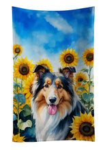 Load image into Gallery viewer, Collie in Sunflowers Kitchen Towel