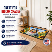 Load image into Gallery viewer, Collie in Sunflowers Doormat Front Door Mat Indoor Outdoor Rugs for Entryway, Non Slip Washable Low Pile, 18H X 27W