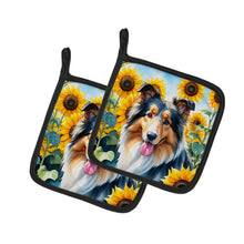 Load image into Gallery viewer, Collie in Sunflowers Pot Holders - Set of 2 Decorative Kitchen Helpers | Made in the USA