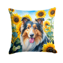 Load image into Gallery viewer, Collie in Sunflowers Throw Pillow - 14x14 Decorative Pillow – Art for Your Home &amp; Patio