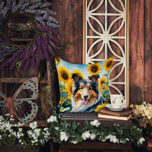 Load image into Gallery viewer, Collie in Sunflowers Throw Pillow